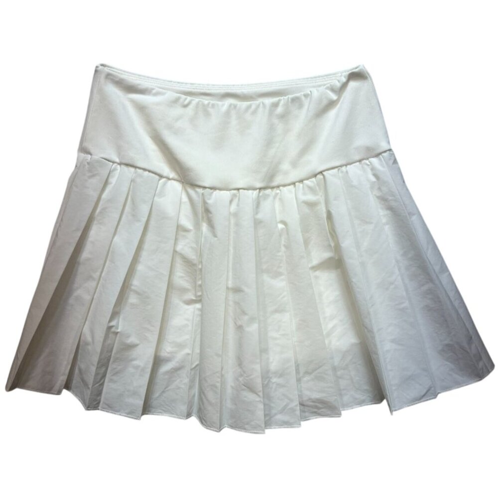 Yovelia Women's Preppy Pleated Tennis Mini Skirt Lightweight White Stretch